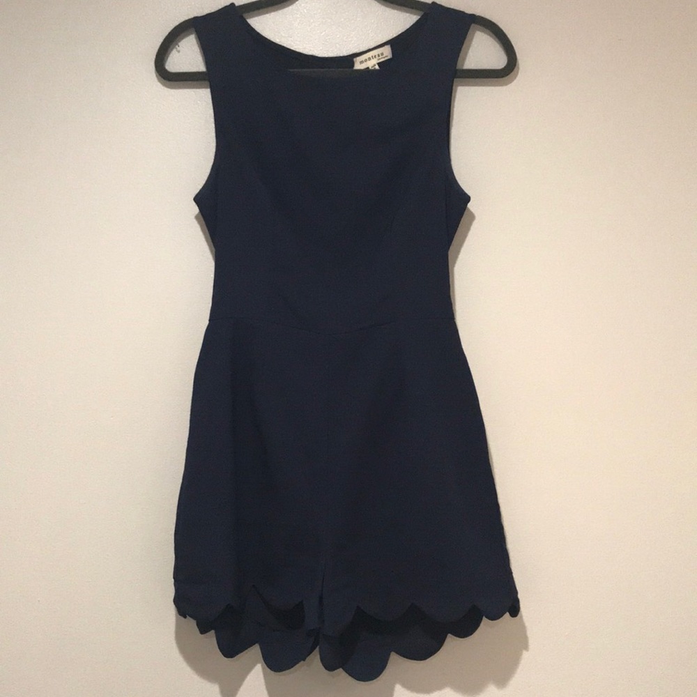 Navy Scalloped Romper. Size Medium.